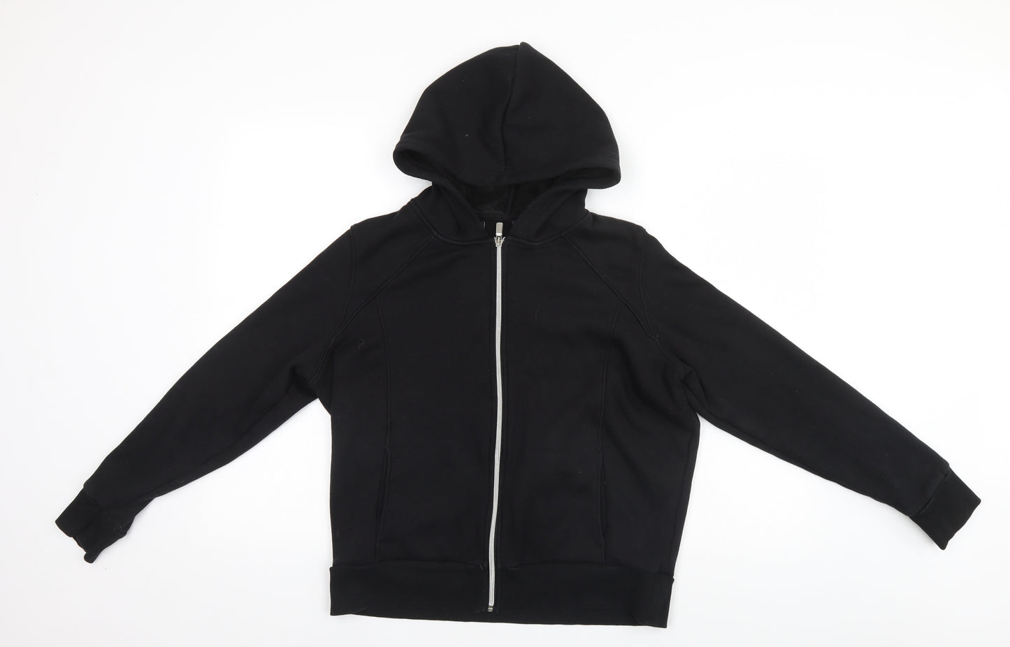 Preworn Womens Black  Polyester Full Zip Hoodie