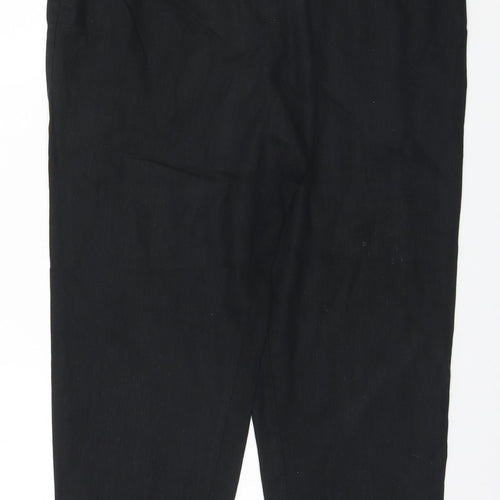 Marks and Spencer Womens Black  Flax Trousers  Size 12 L24 in Regular