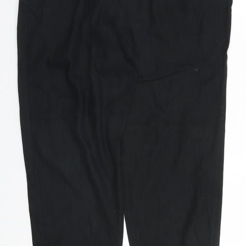 Marks and Spencer Womens Black  Flax Trousers  Size 12 L24 in Regular