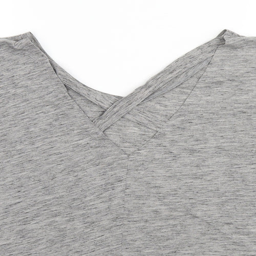 Matalan Womens Grey  Polyester Basic T-Shirt Size 12 V-Neck