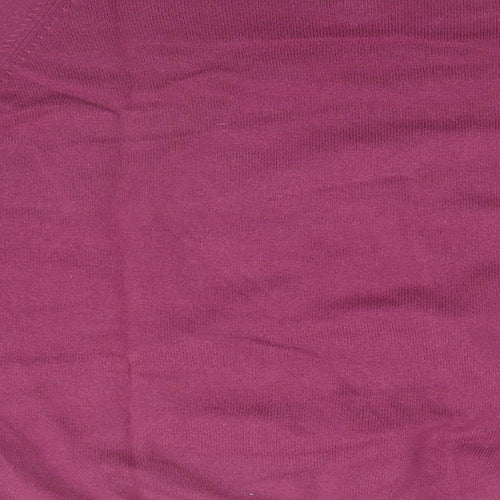 EWM Womens Pink V-Neck  Cotton Pullover Jumper Size S