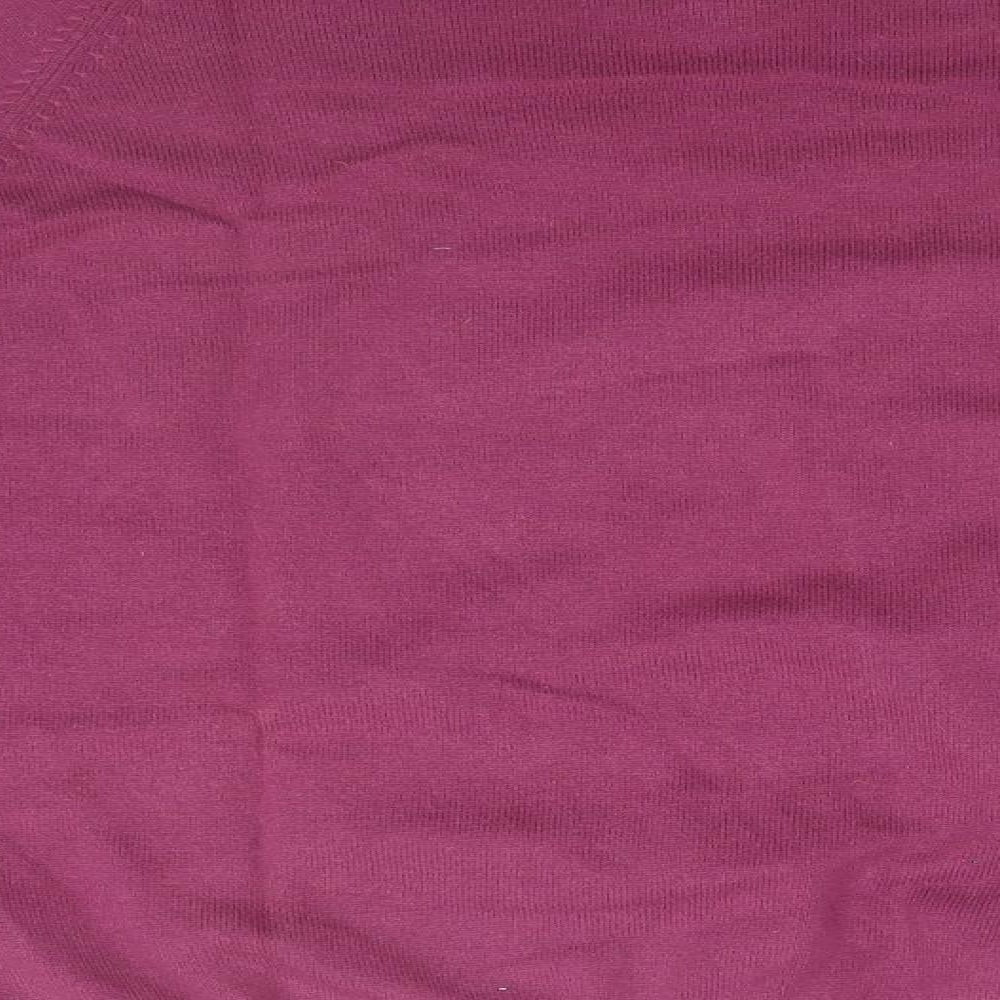 EWM Womens Pink V-Neck  Cotton Pullover Jumper Size S