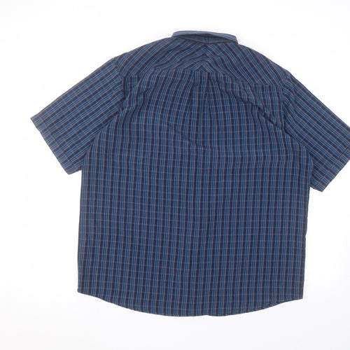 EWM Mens Blue Striped Polyester  Dress Shirt Size L Collared