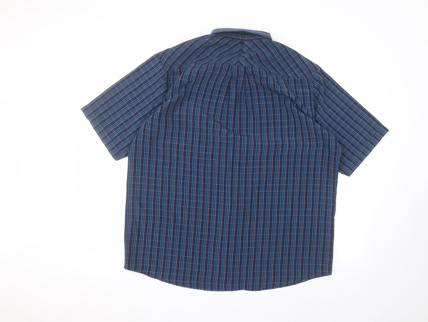 EWM Mens Blue Striped Polyester  Dress Shirt Size L Collared
