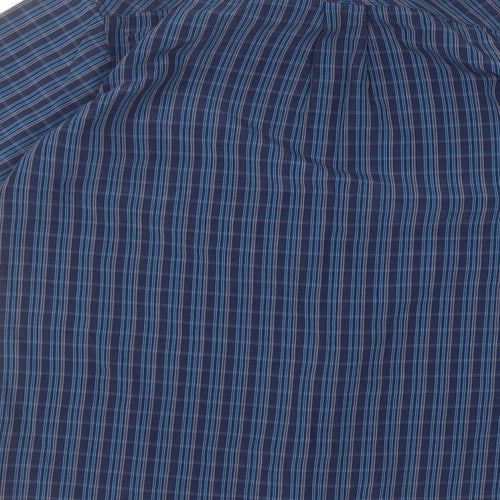 EWM Mens Blue Striped Polyester  Dress Shirt Size L Collared