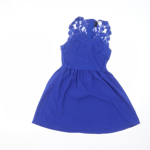 H&M Womens Blue  Polyester A-Line  Size 6 Round Neck