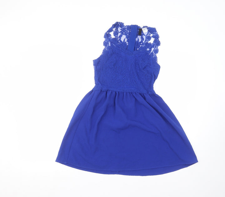 H&M Womens Blue  Polyester A-Line  Size 6 Round Neck