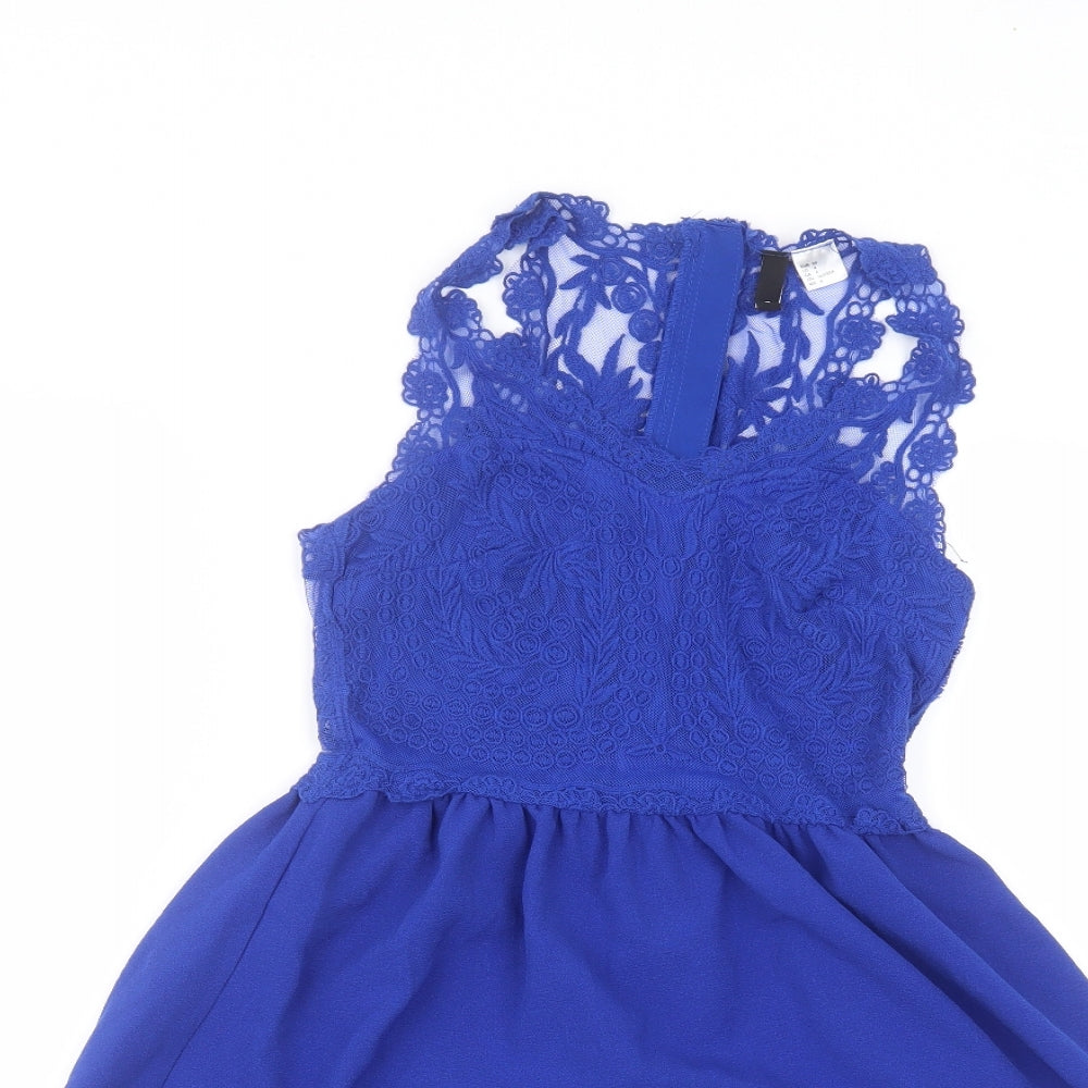 H&M Womens Blue  Polyester A-Line  Size 6 Round Neck