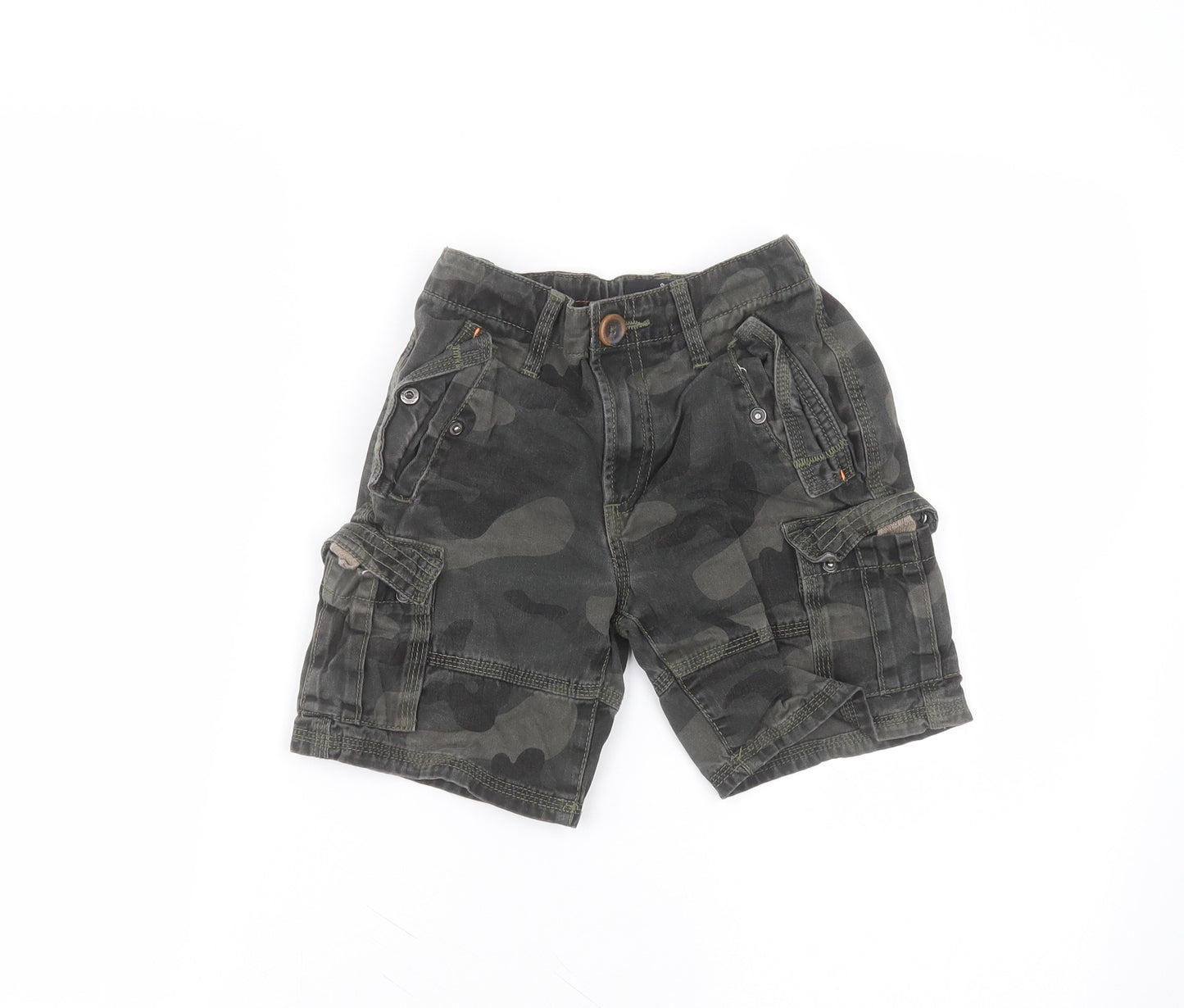 Threadboys Boys Green Camouflage Cotton Cargo Shorts Size 7-8 Years  Regular