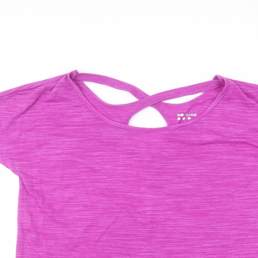 Matalan Womens Purple  Polyester Basic T-Shirt Size M Round Neck