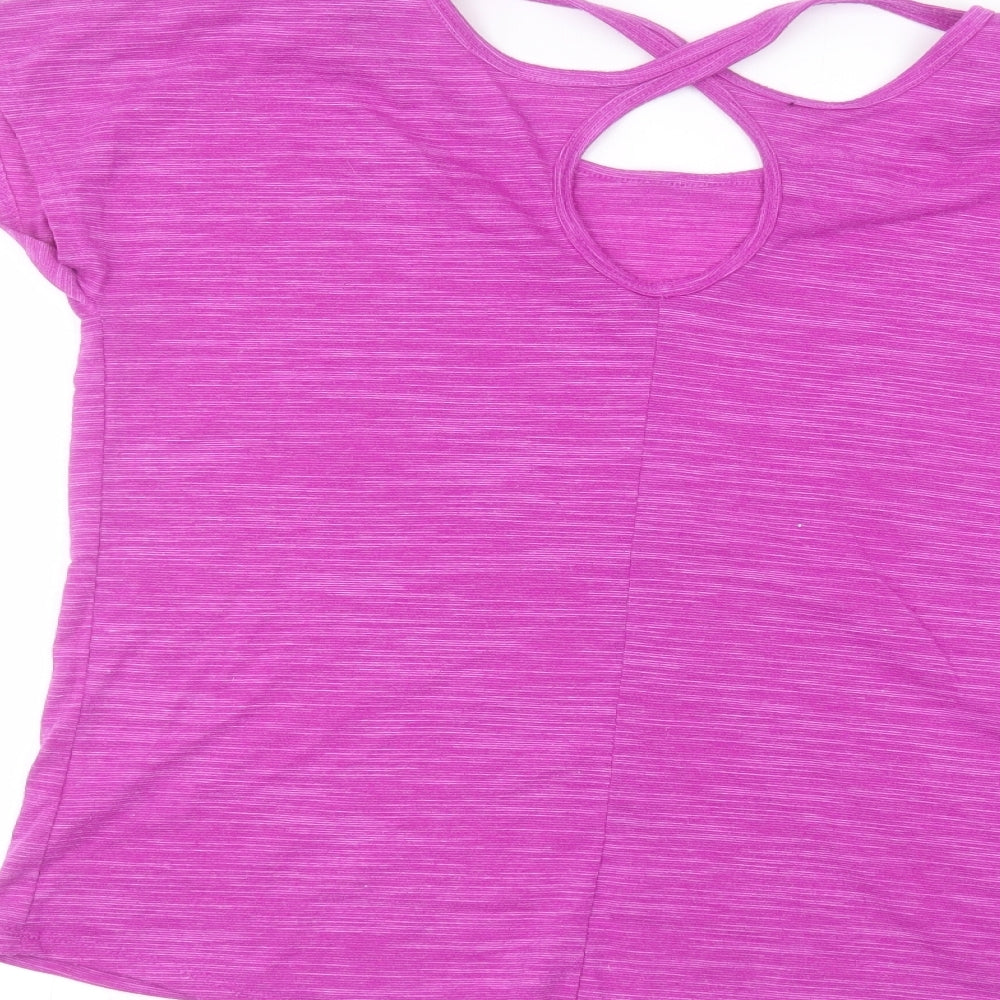 Matalan Womens Purple  Polyester Basic T-Shirt Size M Round Neck