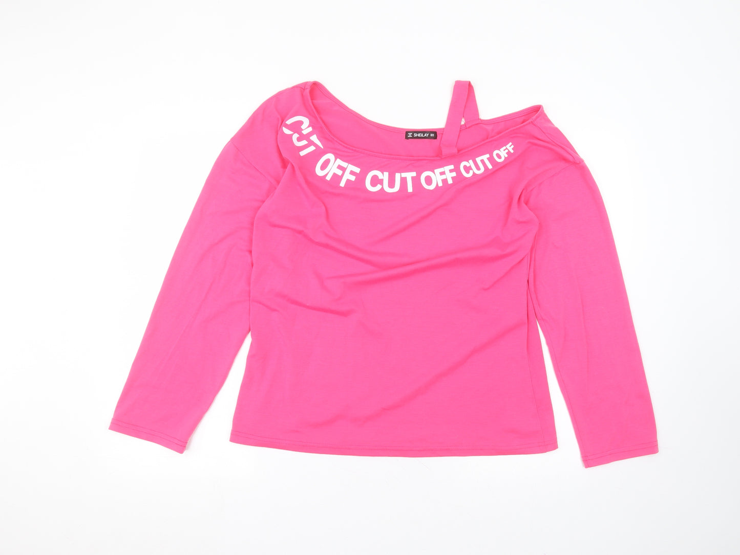 Sheilay Womens Pink  Cotton Basic T-Shirt Size M Round Neck