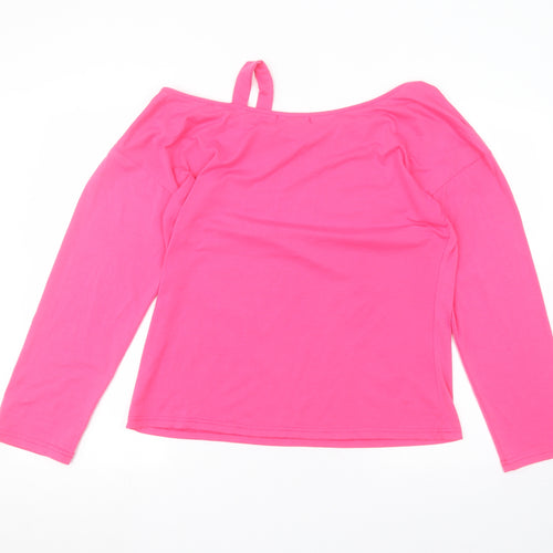 Sheilay Womens Pink  Cotton Basic T-Shirt Size M Round Neck