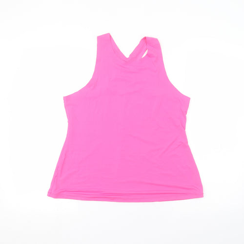 INOC Womens Pink  Polyamide Basic Tank Size M Round Neck