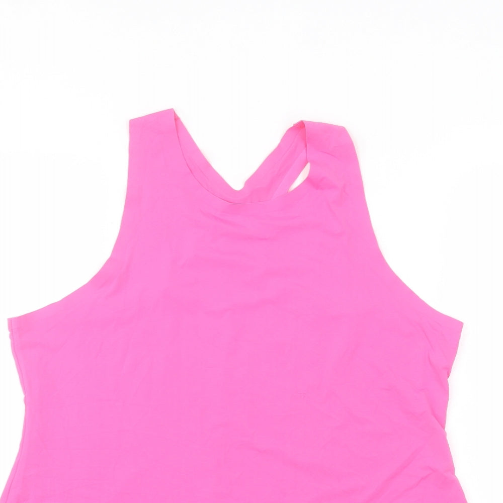 INOC Womens Pink  Polyamide Basic Tank Size M Round Neck