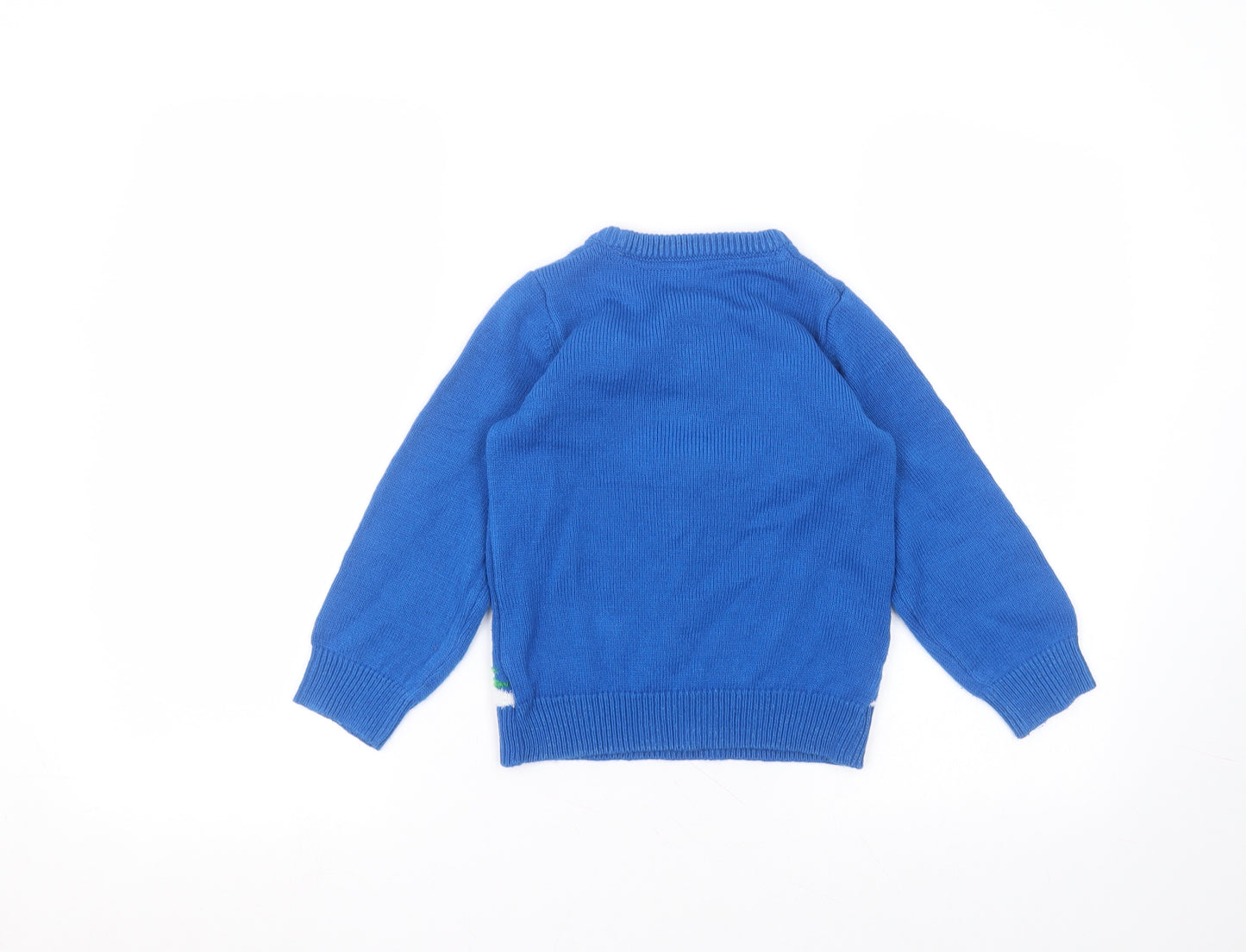Mini Club Boys Blue Round Neck  Acrylic Pullover Jumper Size 4-5 Years