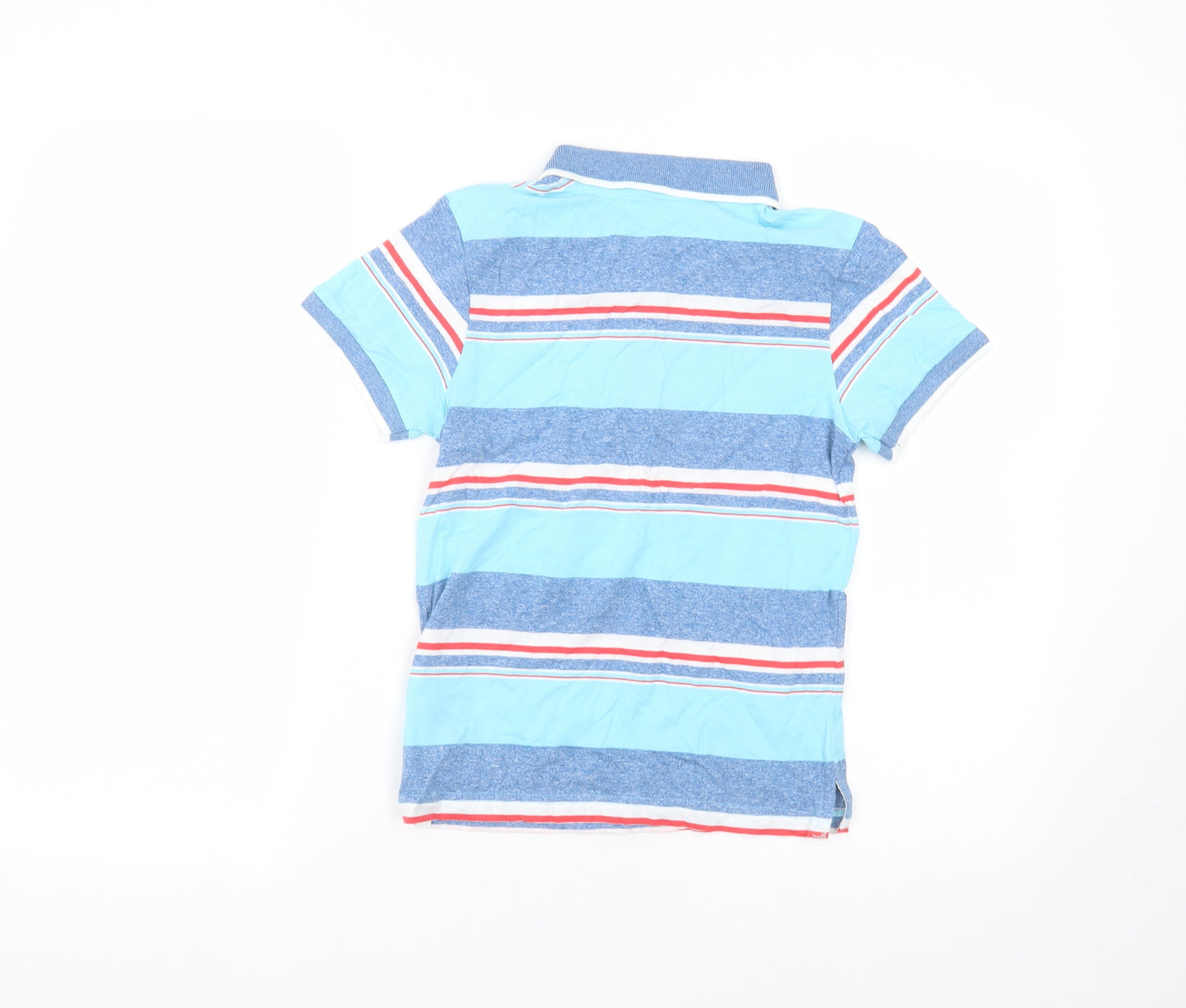 Debinhams Boys Blue Striped Cotton Basic Polo Size 7-8 Years Collared