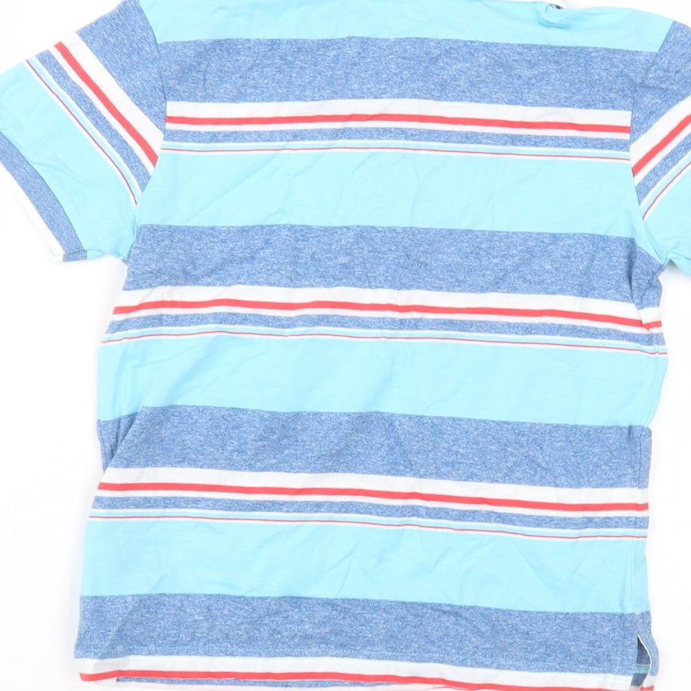 Debinhams Boys Blue Striped Cotton Basic Polo Size 7-8 Years Collared