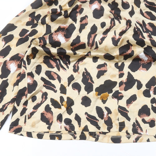 I SAW IT FIRST Womens Beige Animal Print Polyester Basic Button-Up Size 10 Collared