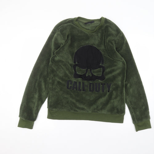 Primark Mens Green Round Neck  Polyester Pullover Jumper Size M   - call of duty