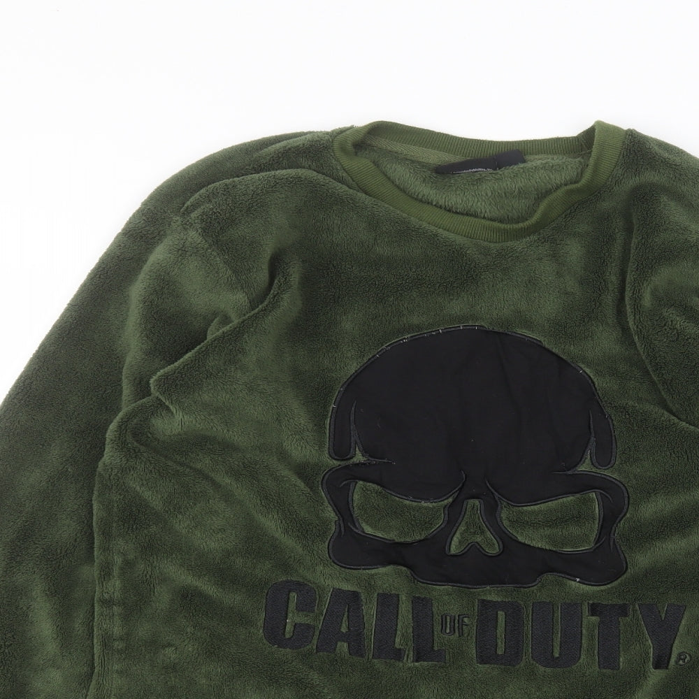 Primark Mens Green Round Neck  Polyester Pullover Jumper Size M   - call of duty