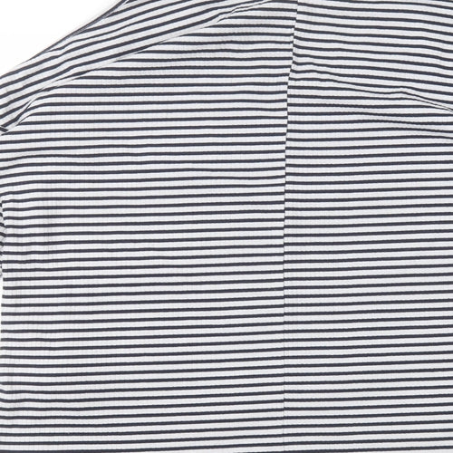 New Look Womens White Striped Polyester Basic T-Shirt Size 12 Round Neck