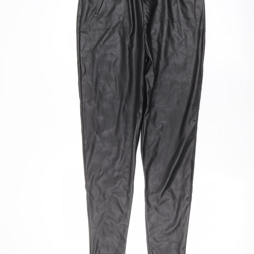 PRETTYLITTLETHING Womens Black  Polyester Trousers  Size 12 L28 in Regular