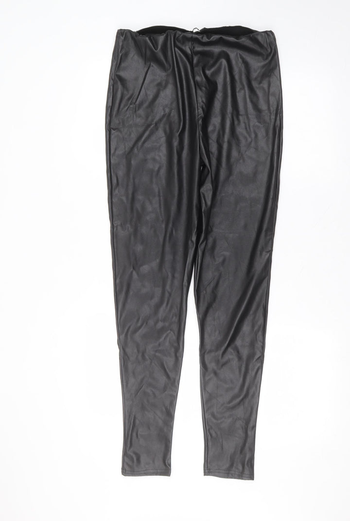 PRETTYLITTLETHING Womens Black  Polyester Trousers  Size 12 L28 in Regular