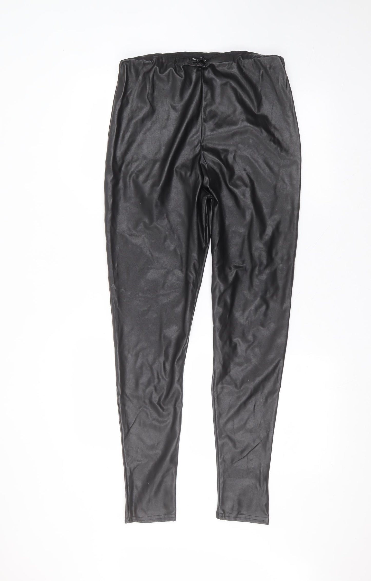 PRETTYLITTLETHING Womens Black  Polyester Trousers  Size 12 L28 in Regular