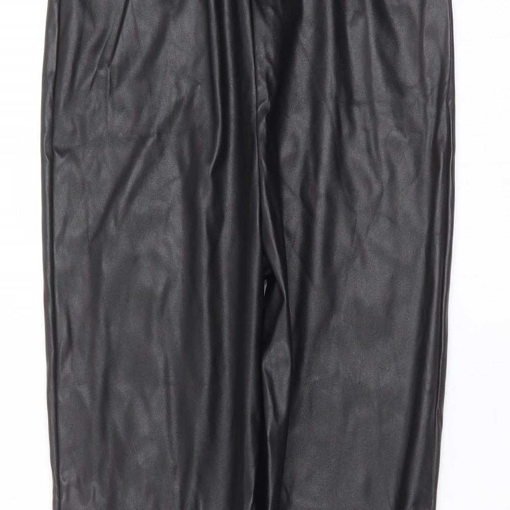 PRETTYLITTLETHING Womens Black  Polyester Trousers  Size 12 L28 in Regular