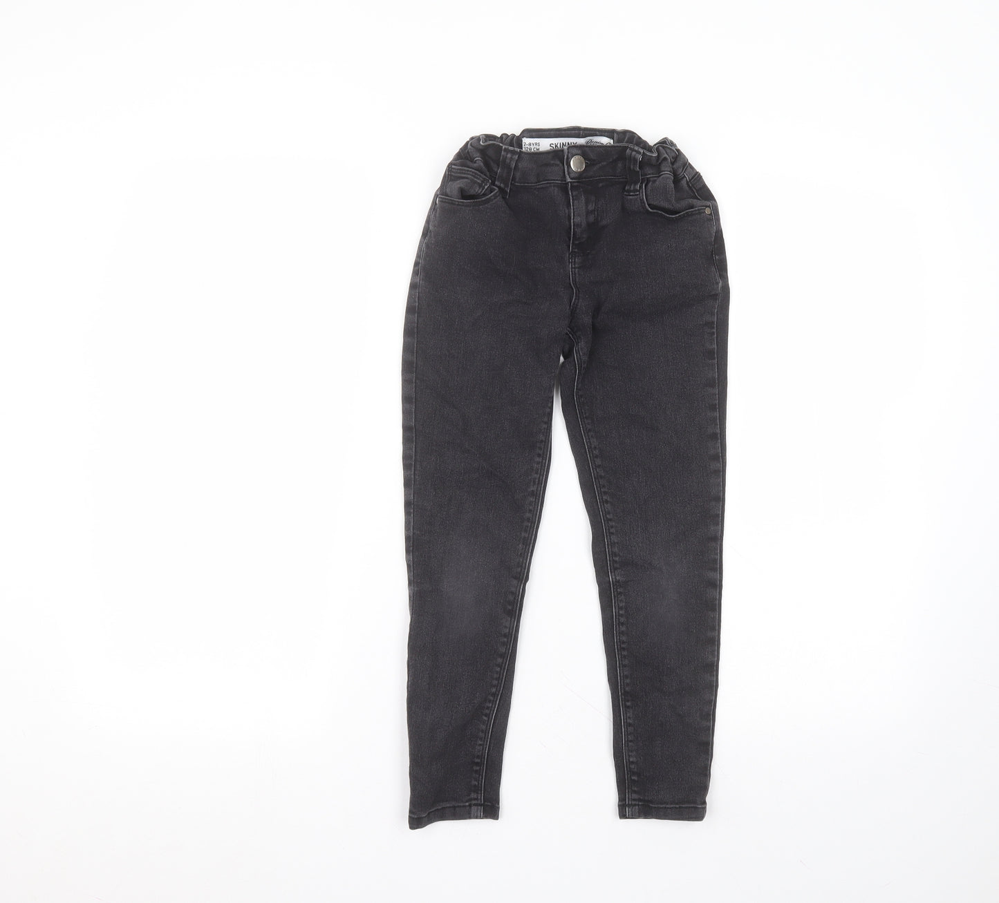 Denim & Co. Girls Black  Cotton Skinny Jeans Size 7-8 Years  Regular