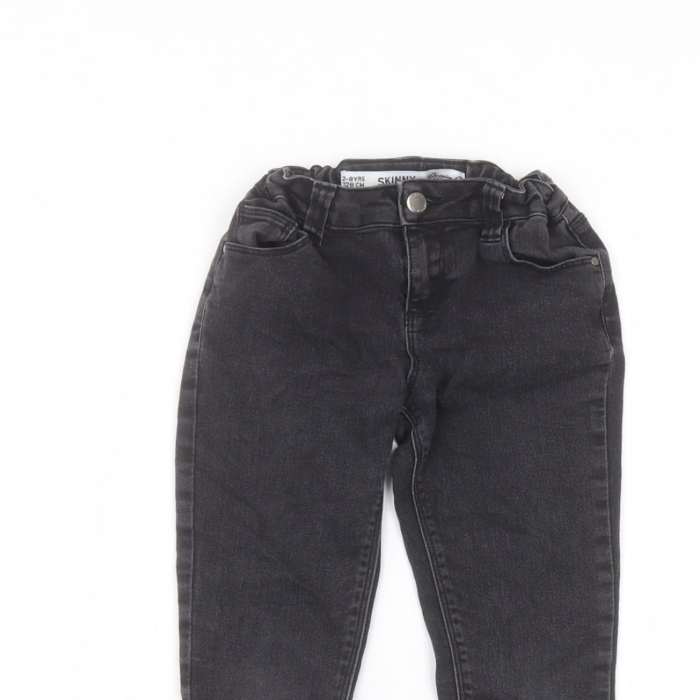 Denim & Co. Girls Black  Cotton Skinny Jeans Size 7-8 Years  Regular