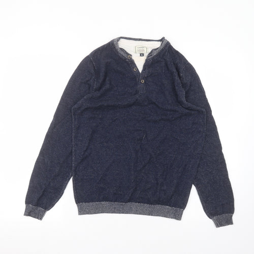 George Womens Blue Round Neck  Cotton Pullover Jumper Size S