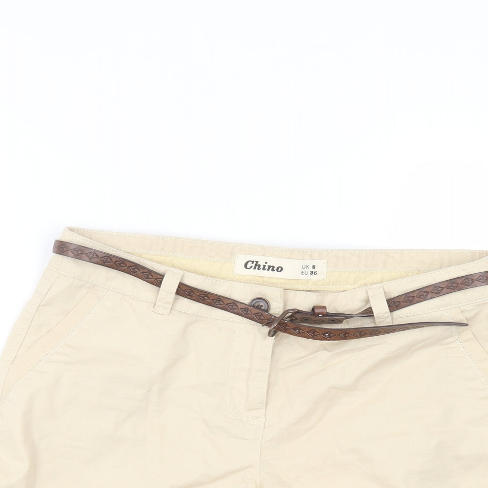 New Look Womens Beige  Cotton Chino Shorts Size 8  Regular