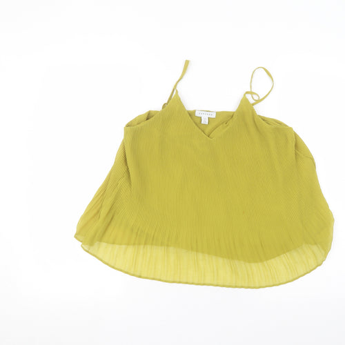 Topshop Womens Green  Polyester Basic Blouse Size 8 V-Neck