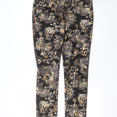 Preworn Womens Black Animal Print Polyester Trousers  Size 12 L31 in Regular