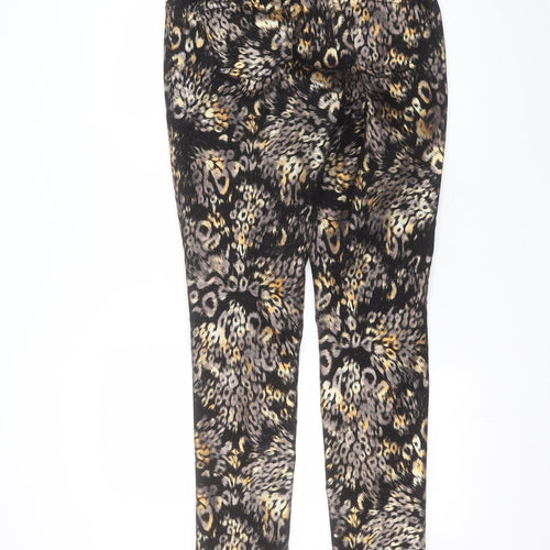 Preworn Womens Black Animal Print Polyester Trousers  Size 12 L31 in Regular