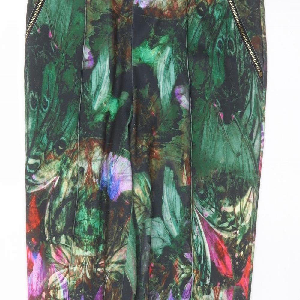 Ted Baker Womens Green Floral Polyester Trousers  Size M L29 in Regular