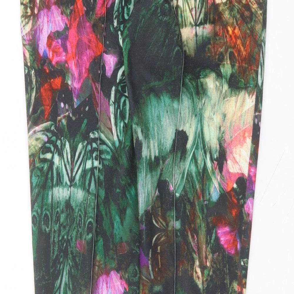 Ted Baker Womens Green Floral Polyester Trousers  Size M L29 in Regular