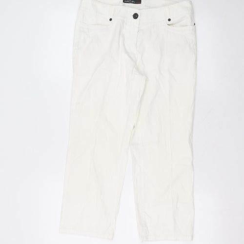Marc Cain Womens White  Cotton Trousers  Size 32 in L22 in Regular