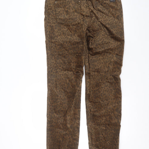 ZERRES Womens Brown Animal Print Polyester Trousers  Size 14 L30 in Regular