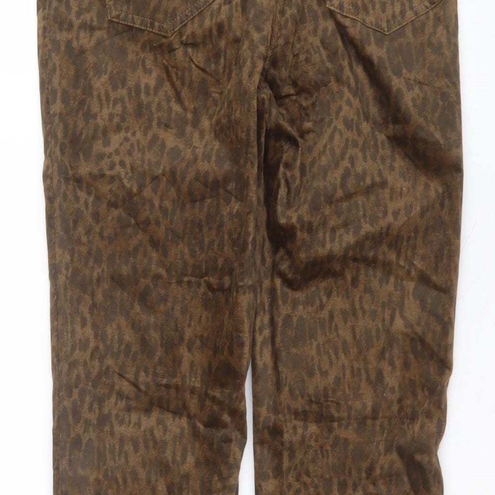 ZERRES Womens Brown Animal Print Polyester Trousers  Size 14 L30 in Regular