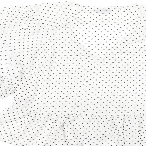 Astradivarius Womens White Polka Dot Polyester Basic T-Shirt Size M Round Neck