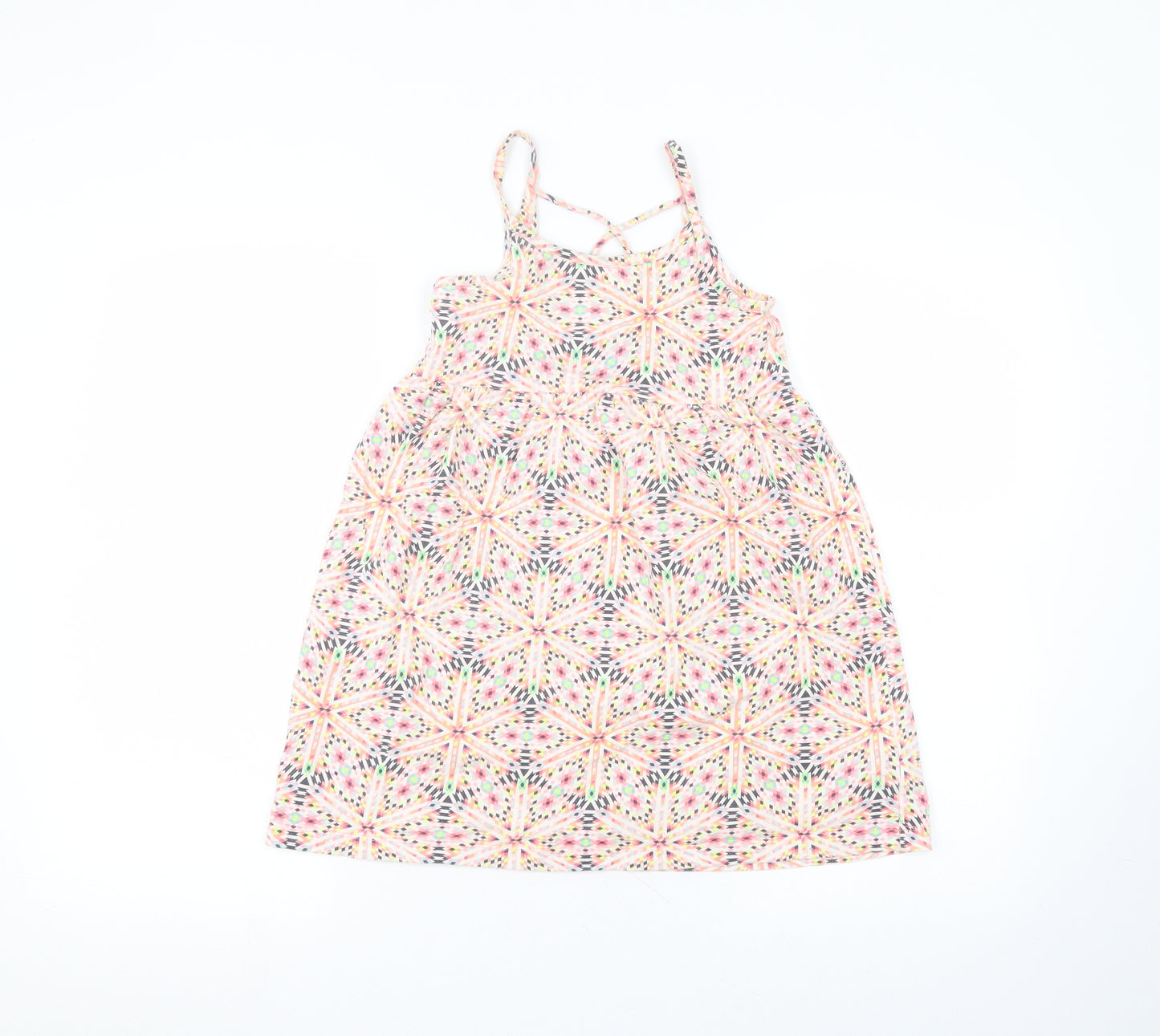 Gap Girls Pink Geometric Cotton A-Line  Size 8 Years Off the Shoulder