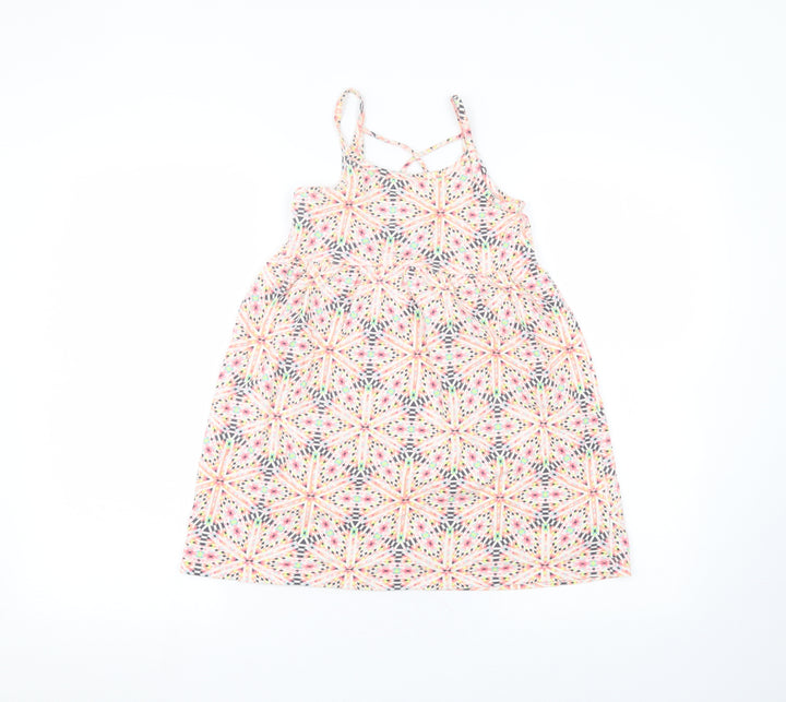 Gap Girls Pink Geometric Cotton A-Line  Size 8 Years Off the Shoulder