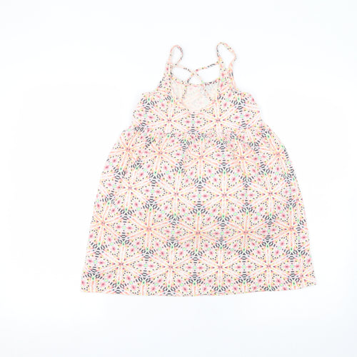 Gap Girls Pink Geometric Cotton A-Line  Size 8 Years Off the Shoulder