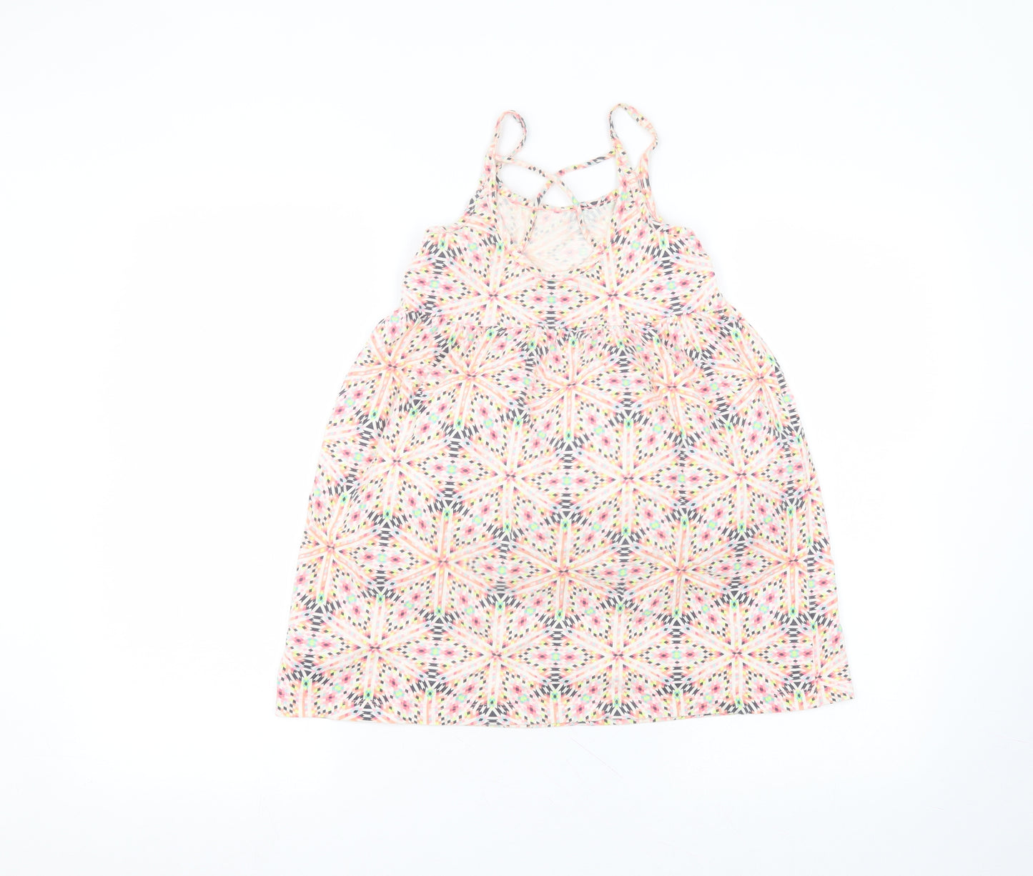 Gap Girls Pink Geometric Cotton A-Line  Size 8 Years Off the Shoulder