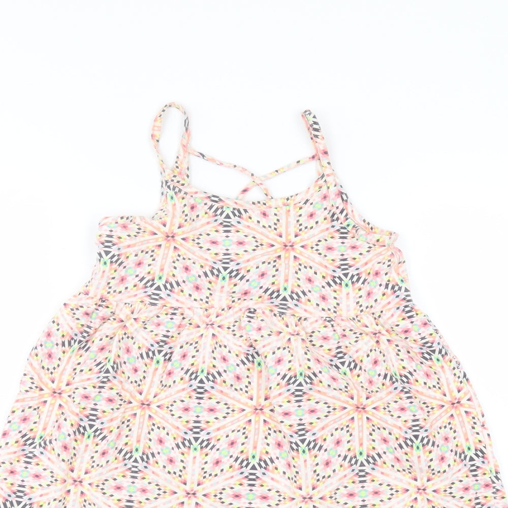 Gap Girls Pink Geometric Cotton A-Line  Size 8 Years Off the Shoulder