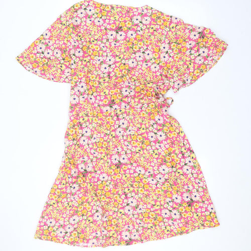 F&F Womens Pink Floral Viscose A-Line  Size 16 Round Neck