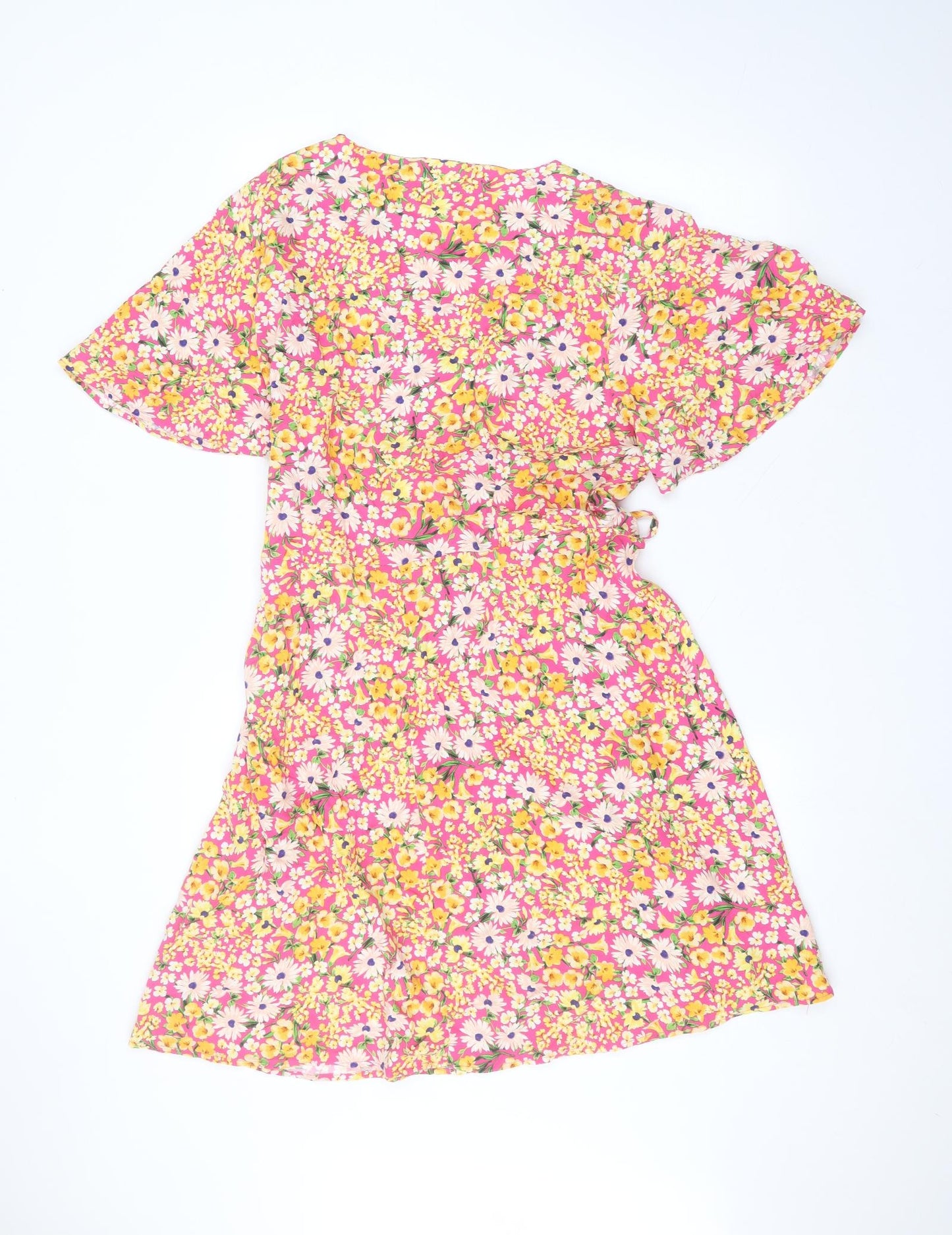 F&F Womens Pink Floral Viscose A-Line  Size 16 Round Neck
